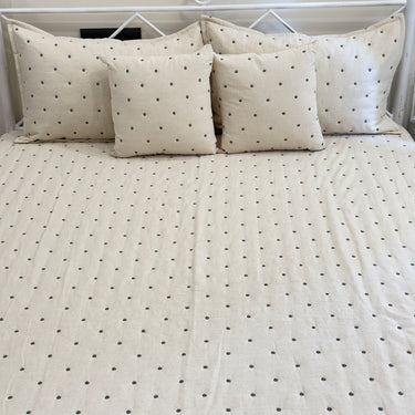 Cream Cotton Polka 5 piece bedcover set | Front View