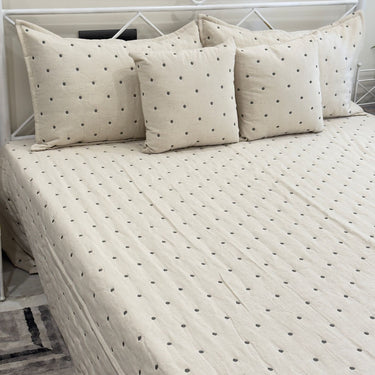Cream Cotton Polka 5 piece bedcover set | Overall View