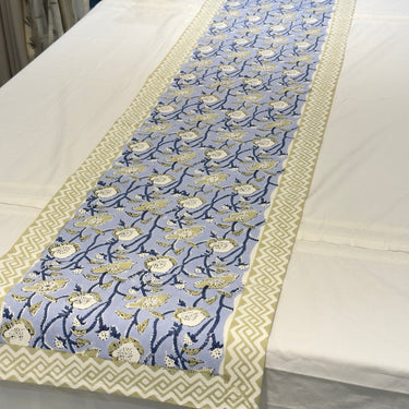 Floral Vine Handblocked Cotton Table Runner Set | runner view