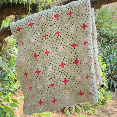 Granny Square Handmade Crochet Sofa Throw | front view