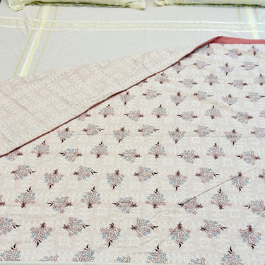 Pink Classic Floral Cotton Reversible Dohar | Close View
