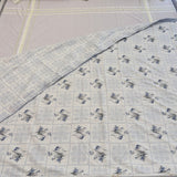 Blue Classic Floral Cotton Reversible Dohar | Top View