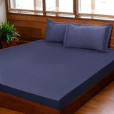 400 thread count king size blue bedsheet | full view