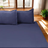 400 thread count king size blue bedsheet | side view