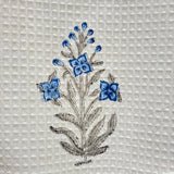 Blue Floral Adult Handblocked Bathrobe | Close View