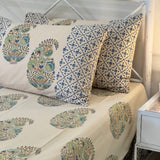 Aangan Handblock Slub Cotton Bedsheet King Size | Front view
