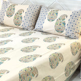 Aangan Handblock Slub Cotton Bedsheet King Size | full view