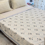 Blue Classic Floral Cotton Reversible Dohar | Overall View