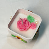 Handmade White Sunflower & Rose Candle in Clay Pot | Artistic Home Décor & Gift Top view