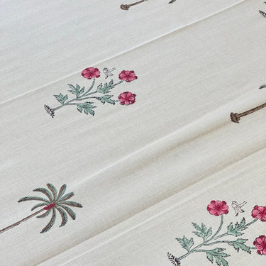 Baag Palm Handblock Slub Cotton Bedsheet King Size | focus view