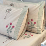 Baag Palm Handblock Slub Cotton Bedsheet King Size | side view