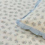 Baby Blue Floral Soft Cotton Feel Double Bed Bedsheet Set with Lace Detailed Pillow Covers (250 x 270 cm) | focus view