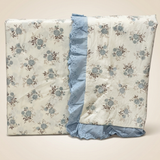 Baby Blue Floral Soft Cotton Feel Double Bed Bedsheet Set with Lace Detailed Pillow Covers (250 x 270 cm) | front studio view