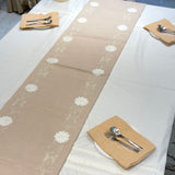 Beige Embroidered Floral Table Runner | full view