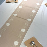 Beige Embroidered Floral Table Runner | top view
