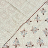 Beige Floral Cotton Reversible Dohar | Close View  