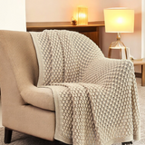 Beige Knitted Cotton Sofa Throw & AC Blanket | creative view