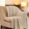 Beige Knitted Cotton Sofa Throw & AC Blanket | creative view