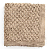 Beige Knitted Cotton Sofa Throw & AC Blanket | focus view