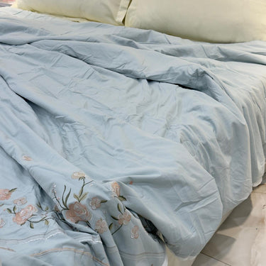 Blue Embroidered AC Comforter | Double | creative view