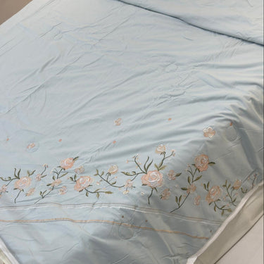Blue Embroidered AC Comforter | Double | embroidery view