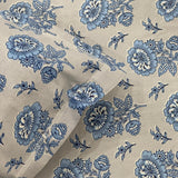Blue Floral 400 TC Cotton Bedsheet Set closeup view