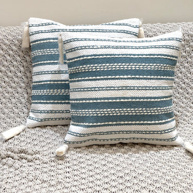 Blue Jute Cushion Cover | pillow view