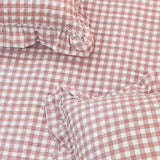 Blush Cottage Picnic Gingham Bedcover Set | Set of 5 closeup view