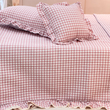 Blush Cottage Picnic Gingham Bedcover Set | Set of 5 front view