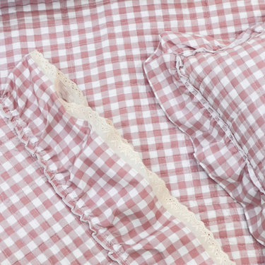 Blush Cottage Picnic Gingham Bedcover Set | Set of 5 top view