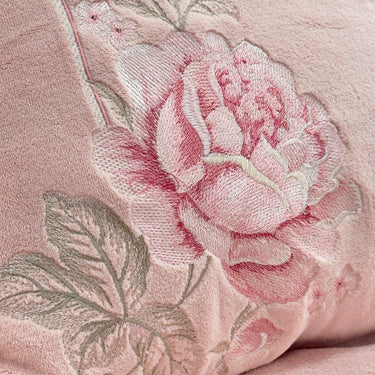 Blush Pink Embroidered Warm Bedsheet Set closeup view