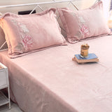 Blush Pink Embroidered Warm Bedsheet Set overall view