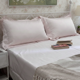 Blush Pink Soft 400TC Bedsheet Set with rose lace | Satin Feel | full creative view