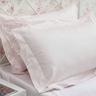 Blush Pink Soft 400TC Bedsheet Set with rose lace | Satin Feel | side view