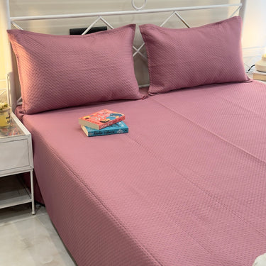 Blush Pink Ultrasonic Textured Bedcover | full view