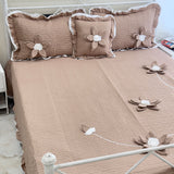 Brown 3d Flower 4 Piece Bedcover Set | Overall View