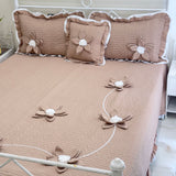 Brown 3d Flower 4 Piece Bedcover Set | Side View