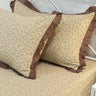 Brown Badam Soft Cotton Feel Double Bed Bedsheet Set with Lace Detailed Pillow Covers (250 x 270 cm) | pillow view