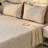 Brown Mauve Floral Soft Cotton Feel Double Bed Bedsheet Set with Lace Detailed Pillow Covers (250 x 270 cm) | full creative view