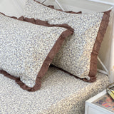 Brown Mauve Floral Soft Cotton Feel Double Bed Bedsheet Set with Lace Detailed Pillow Covers (250 x 270 cm) | pillow view