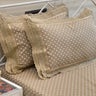 Brown Polka Dot Double Lace 400TC Cotton Bedsheet | pillow view