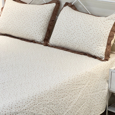 Brown Rose Soft Cotton Feel Double Bed Bedsheet Set with Lace Detailed Pillow Covers (250 x 270 cm) | full view
