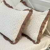 Brown Rose Soft Cotton Feel Double Bed Bedsheet Set with Lace Detailed Pillow Covers (250 x 270 cm) | pillow view