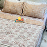 Brown Vintage Tile Motifs Pure Cotton Bedsheet Dohar Ser | Side View