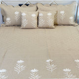 Brown embroidered Bedcover set | front view 
