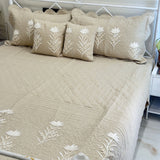 Brown embroidered Bedcover set | side view