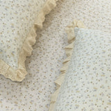 Butter Cream Soft Cotton Feel Double Bed Bedsheet Set with Lace Detailed Pillow Covers (250 x 270 cm) | lace view