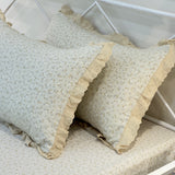Butter Cream Soft Cotton Feel Double Bed Bedsheet Set with Lace Detailed Pillow Covers (250 x 270 cm) | pillow view