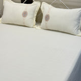 Butter Yellow Embroidered Bedsheet Set | full view