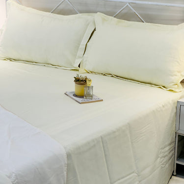 Butter yellow Solid 400TC Pure Cotton Bedsheet Set | King Size overall view